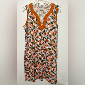 Draper James X Lands End Medium Shift Dress Swim Coverup Pink Orange Blossoms